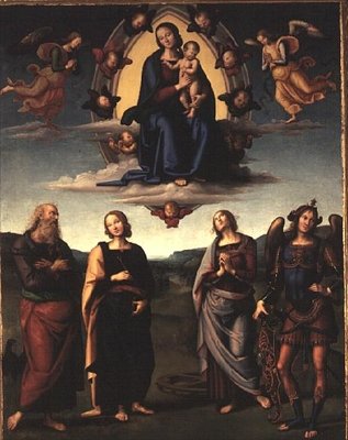 Jungfru och barn med heliga, efter 1497 av Pietro Perugino
