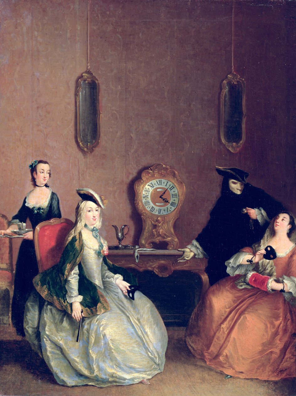 Interiörscen - Maskerad fest av Pietro after Longhi