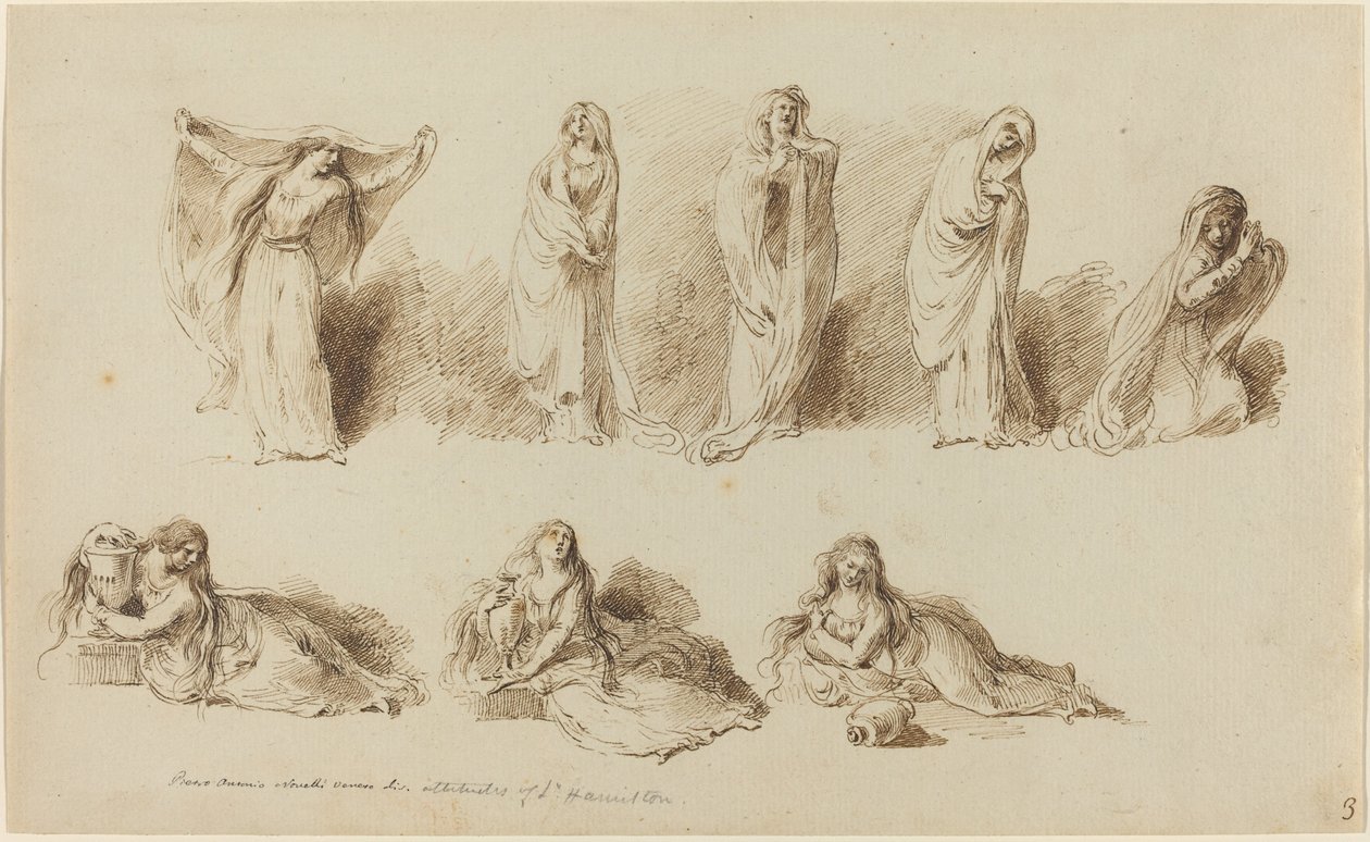 Lady Hamiltons attityder av Pietro Antonio Novelli