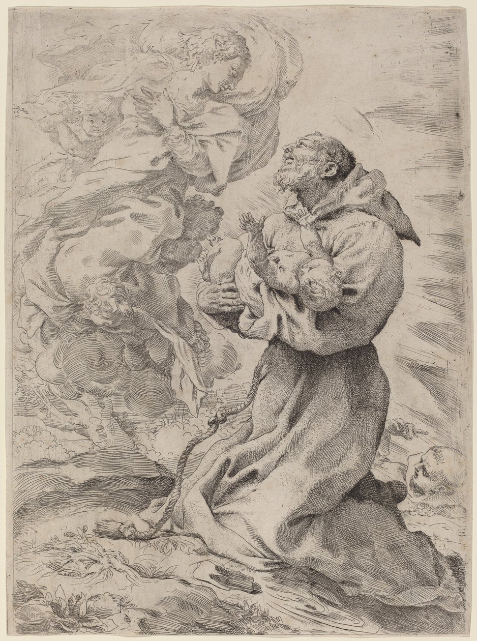 Saint Francis med Kristusbarnet av Pietro Faccini