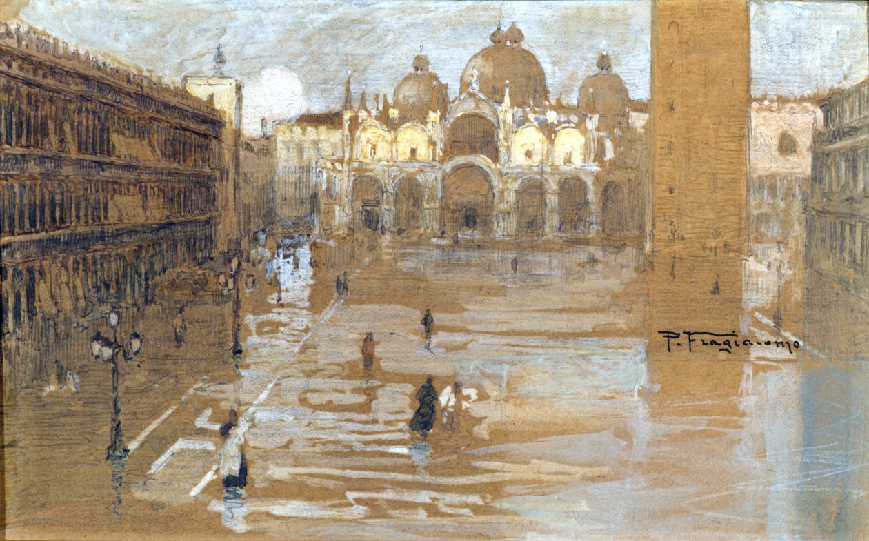 Venedig, Markusplatsen. Målning av Fragiacomo. av Pietro Fragiacomo