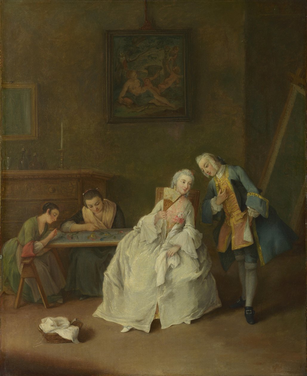 En dam som tar emot en kavaljer, 1747-1755 av Pietro Longhi