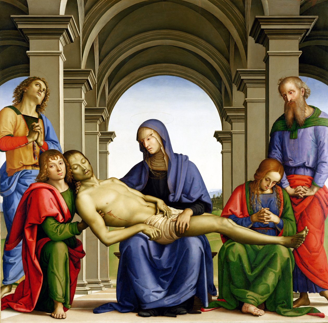 Pieta, 149394 (tempera på panel) av Pietro Perugino