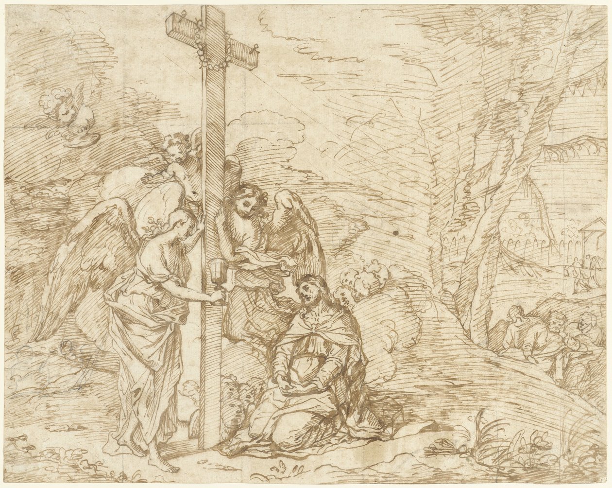 Kristus i Getsemane trädgård av Pietro Testa (possibly)