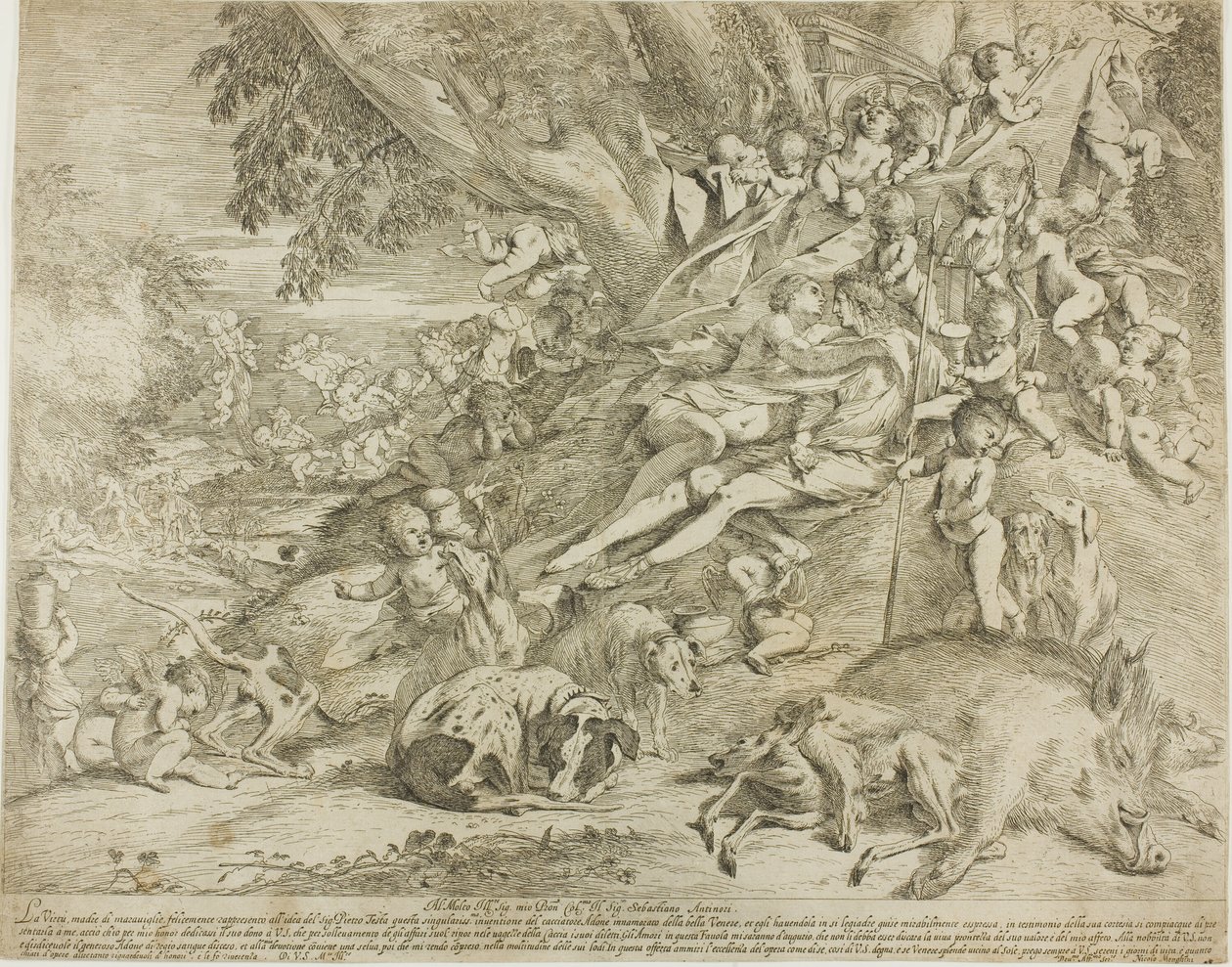 Venus och Adonis av Pietro Testa