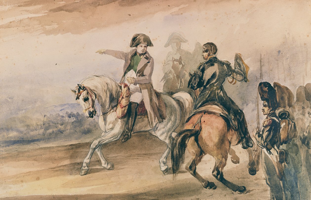Napoleon granskar sina trupper, 1834 av Piotr Michalowski