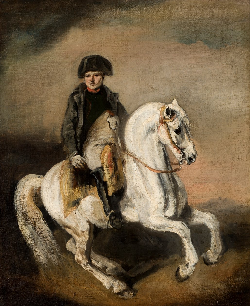 Napoleon till häst (olja på duk) av Piotr Michalowski