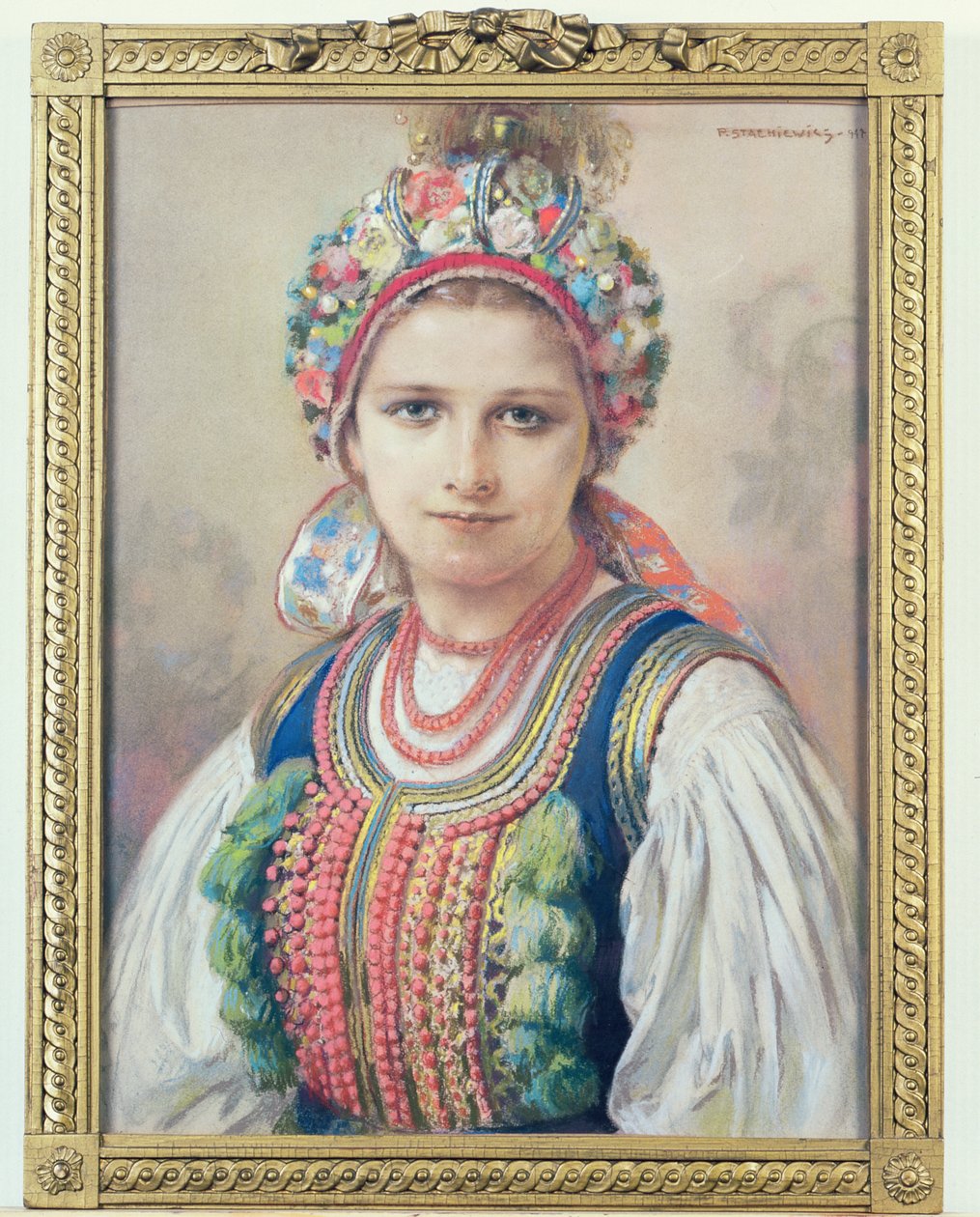 Cracowian Bride, 1917 (pastell på kartong) av Piotr Stachiewicz