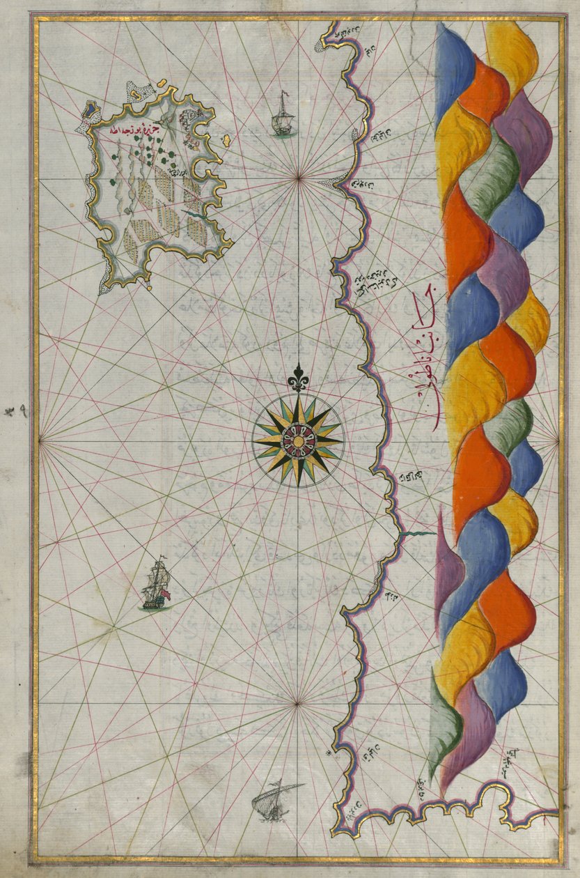 Map of the Island of Bozjah (Tenedos) Off the Coast of Anatolia av Piri Reis