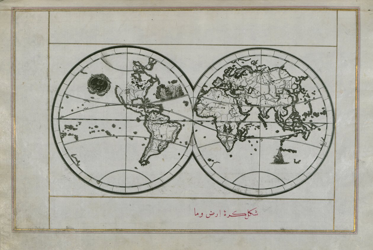 World Map in a Double Hemisphere av Piri Reis