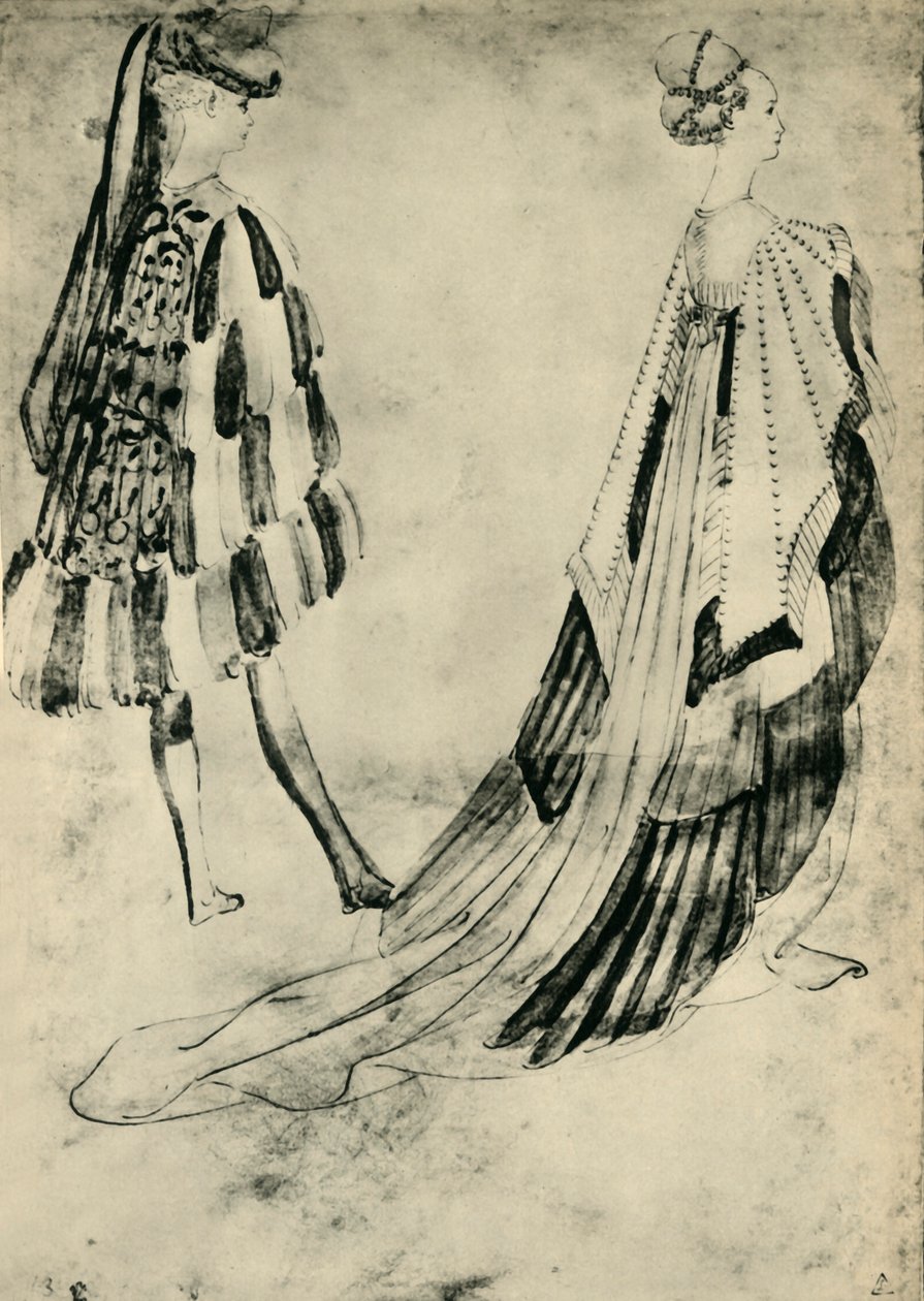 Gentleman and Lady in Court Costume, c1420-1455, 1943. av Antonio Pisanello