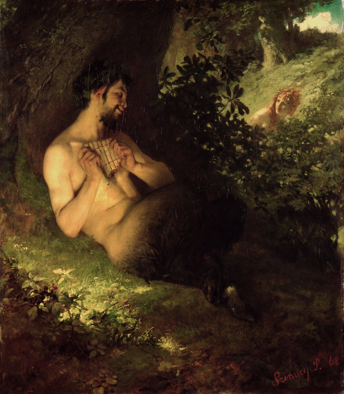 Faun och nymf, 1868 av Pál Szinyei Merse