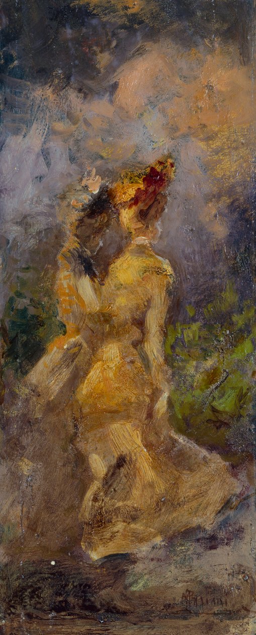 Ladies Promenading (olja ombord) av Pompeo Mariani