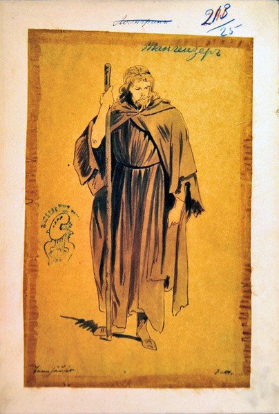 Kostymdesign för rollen som Tannhauser, i operan Tannhauser, av Richard Wagner (1813-83) av Ponomarev Ponomarev