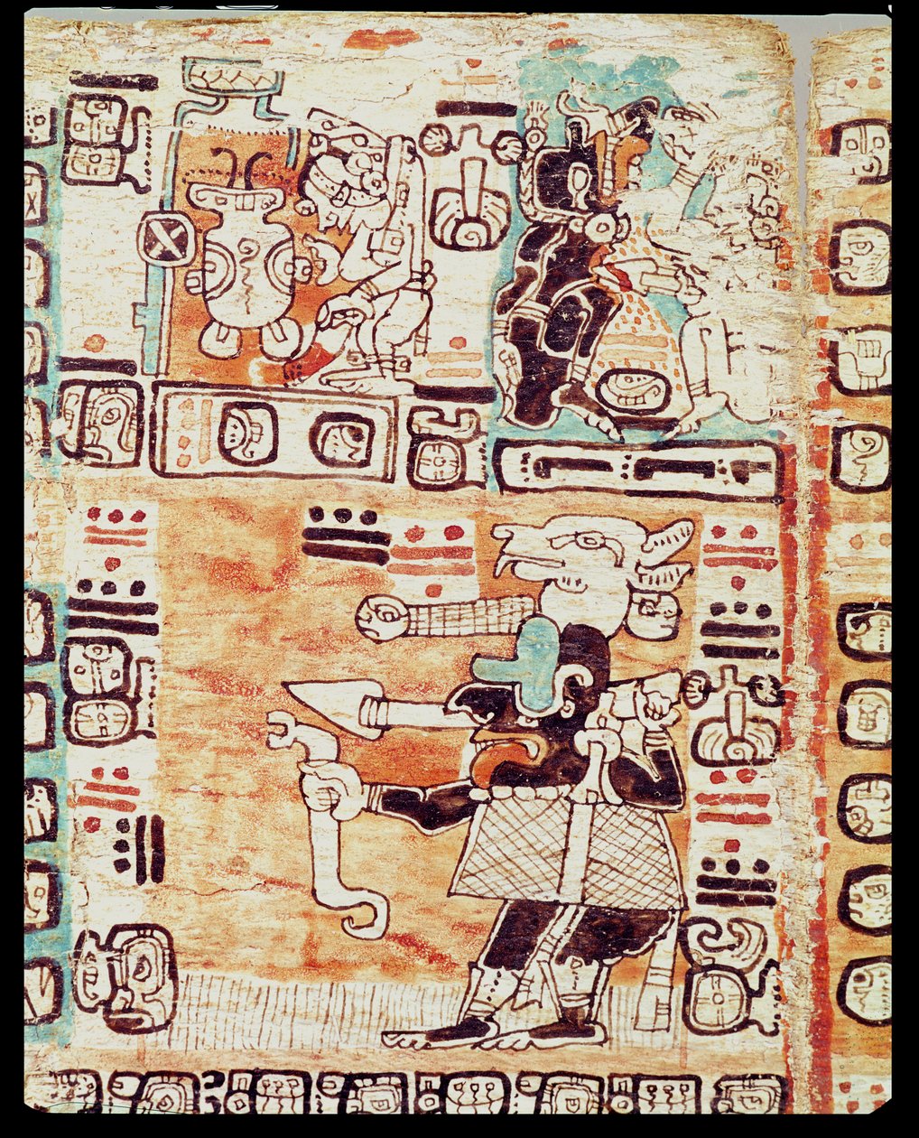 Detalj från en Maya Codex av Pre Columbian