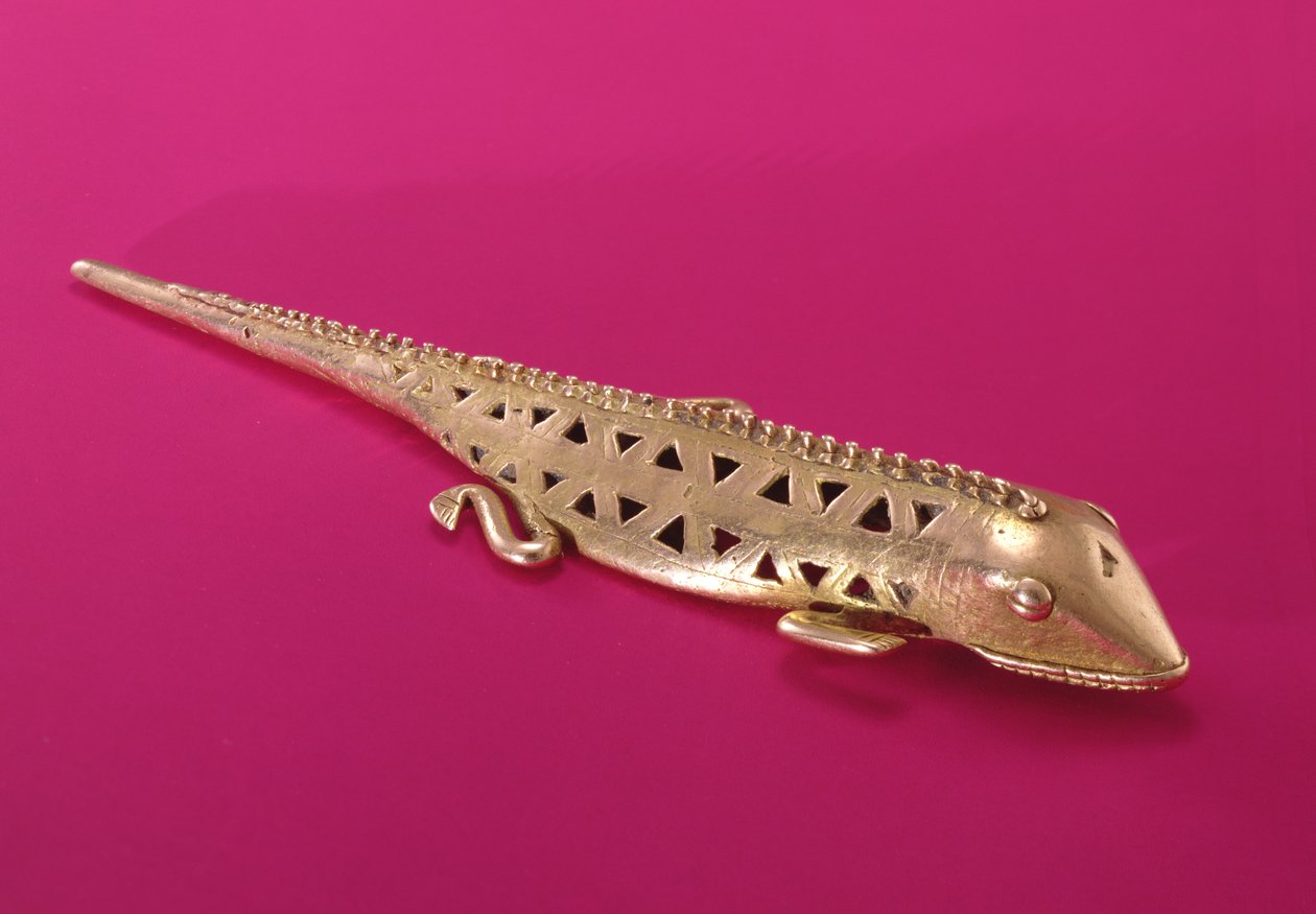 Ödla, från Colombia (guld) av Pre Columbian