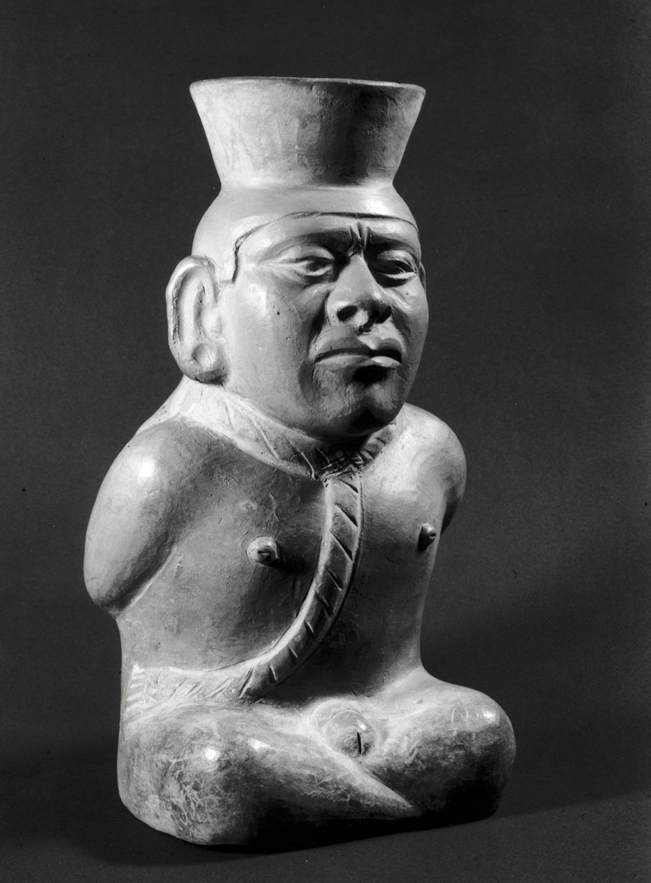 Kruka i form av en fånge, Mochica (200-800 e.Kr.) (terrakotta) av Pre Columbian
