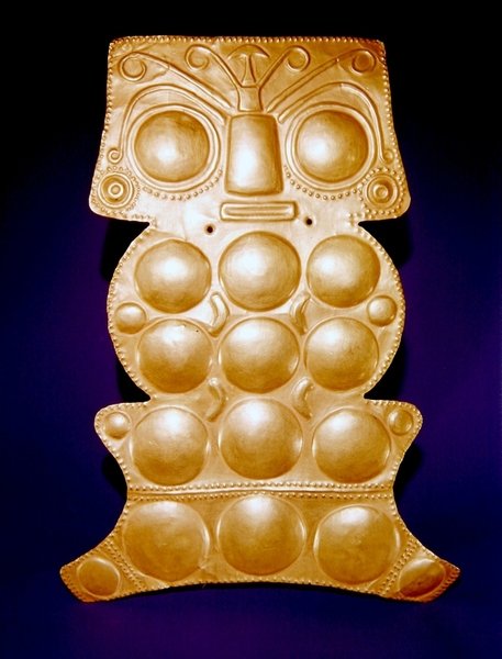 Pectoral från Sinuflodens utlopp, möjligen Calima-stil (guld) av Pre Columbian Pre Columbian