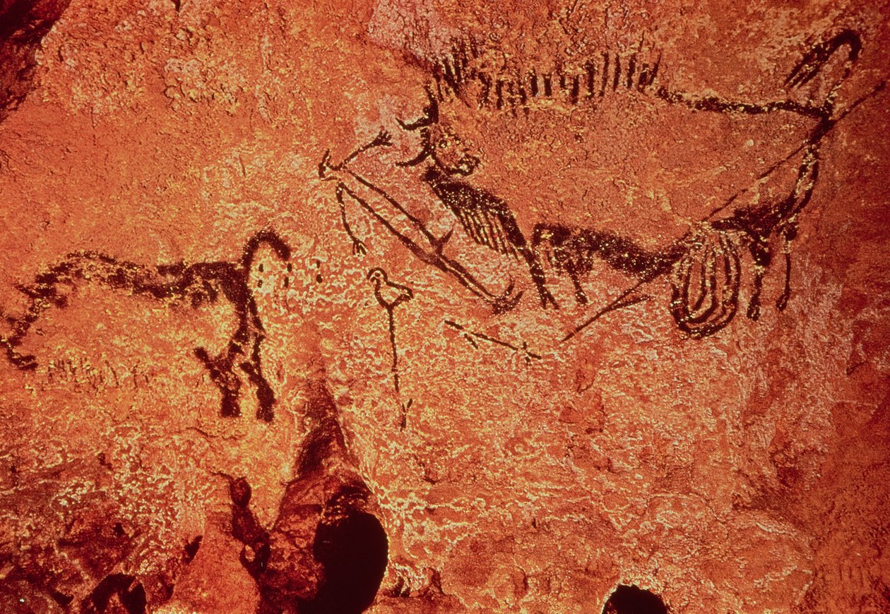 Hällmålning av en jaktscen, c.17000 f.Kr. (grottmålning) av Prehistoric