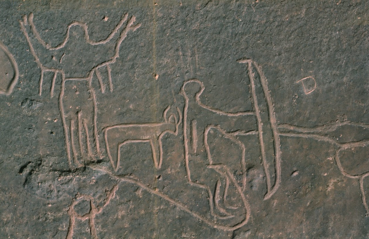 Människofigurer och djur (klippmålning) av Prehistoric