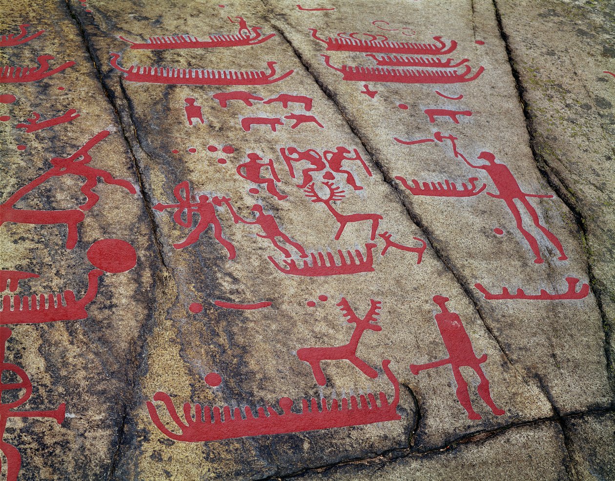 Båt- och rådjursjaktscener (hällristningar) av Protohistoric
