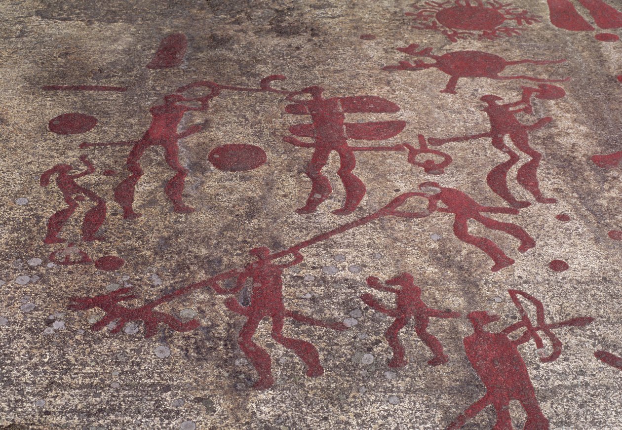 Jaktscen (hällmålning) av Protohistoric