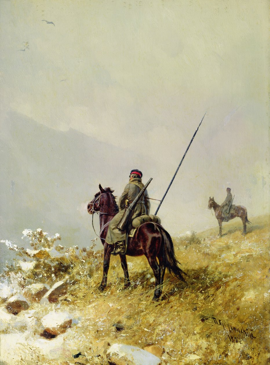 Patrullen, 1887 (olja på kartong) av Pyotr Nikolayevich Grusinsky