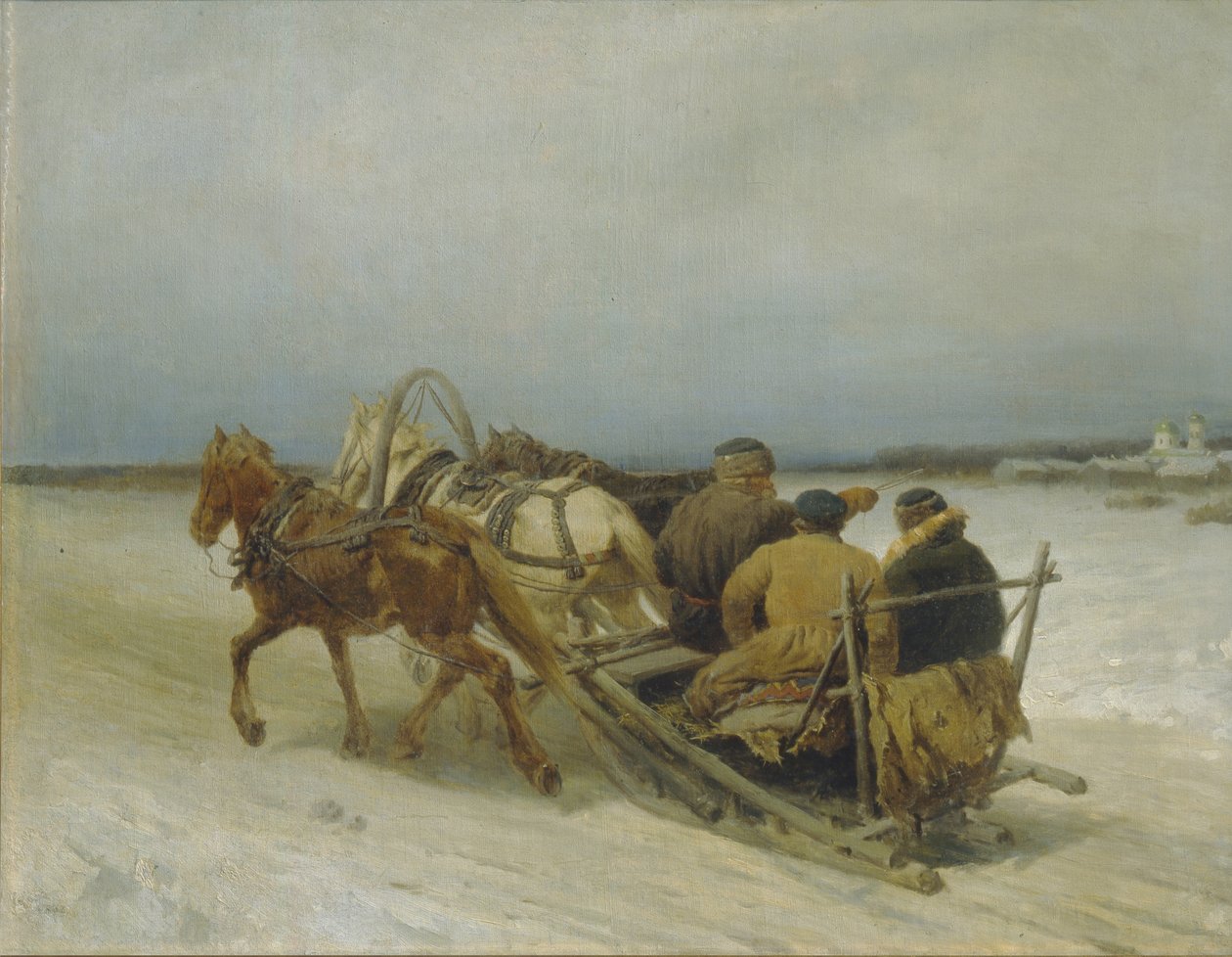Trojka på vintern, 1880-talet av Pyotr Petrovich Sokolov
