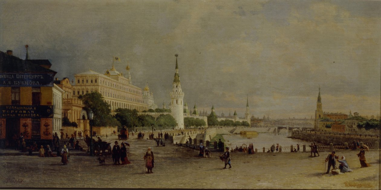 Bolshoy Kamenny Bridge i Moskva av Pjotr ​​​​Petrowitsch Wereschtschagin