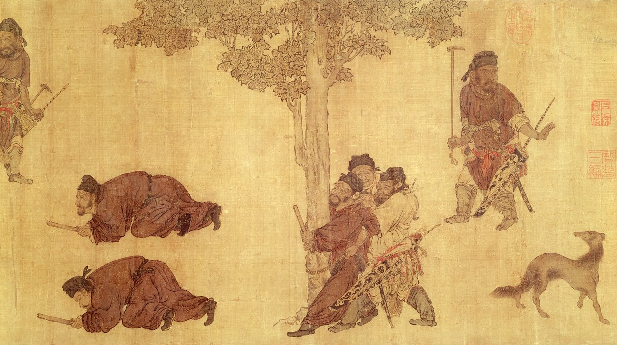 Jaktscen av Qing Dynasty Chinese School