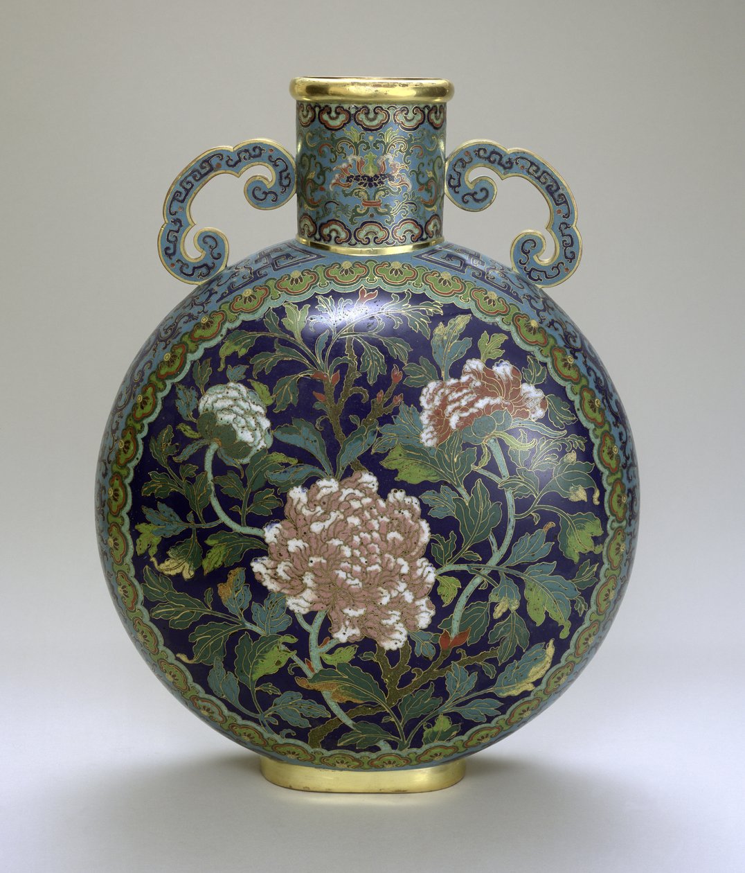 Moon Flask (cloisonne-emalj) av Qing Dynasty Chinese School