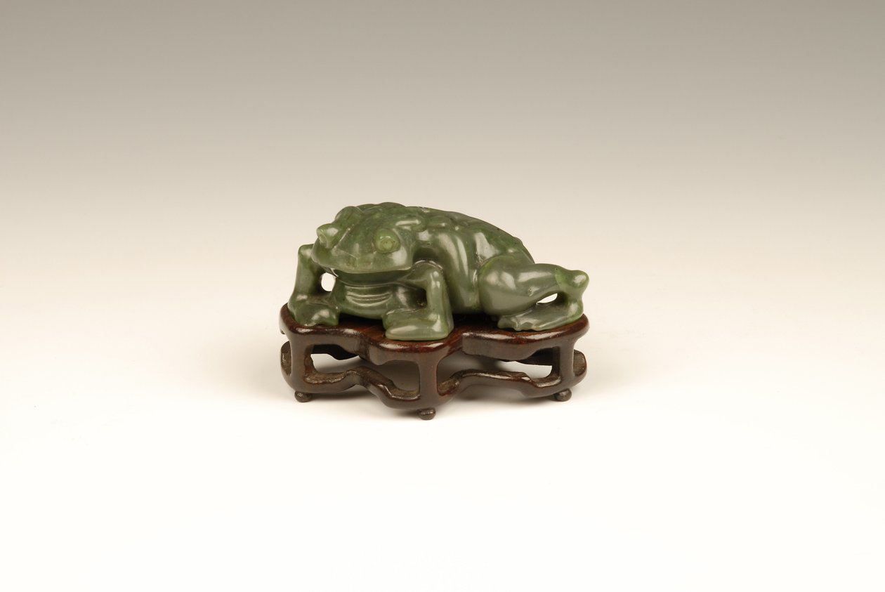 Paddastatyett (jade) av Qing Dynasty Chinese School