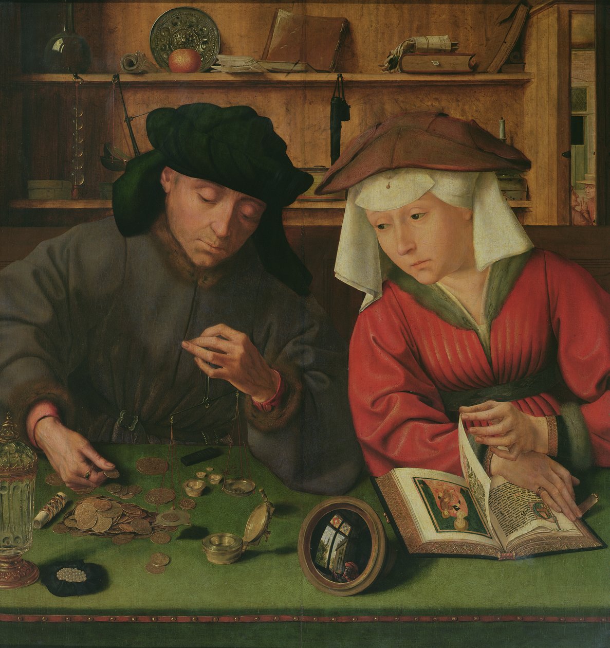 Pengeudlåneren og hans Hustru, 1514 swed av Quentin Massys or Metsys