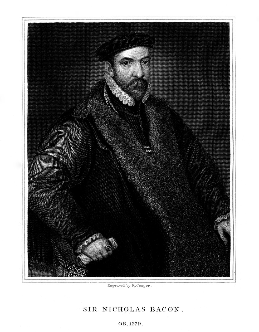 Sir Nicholas Bacon, engelsk politiker, 1826. av R. Cooper