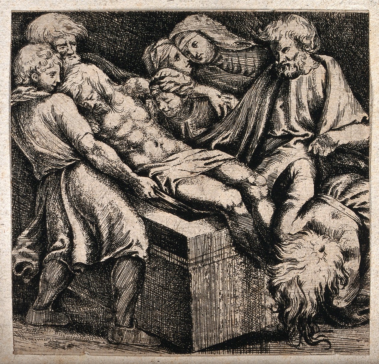 Christs body is carried to its tomb av Raffaello Sanzio Raphael