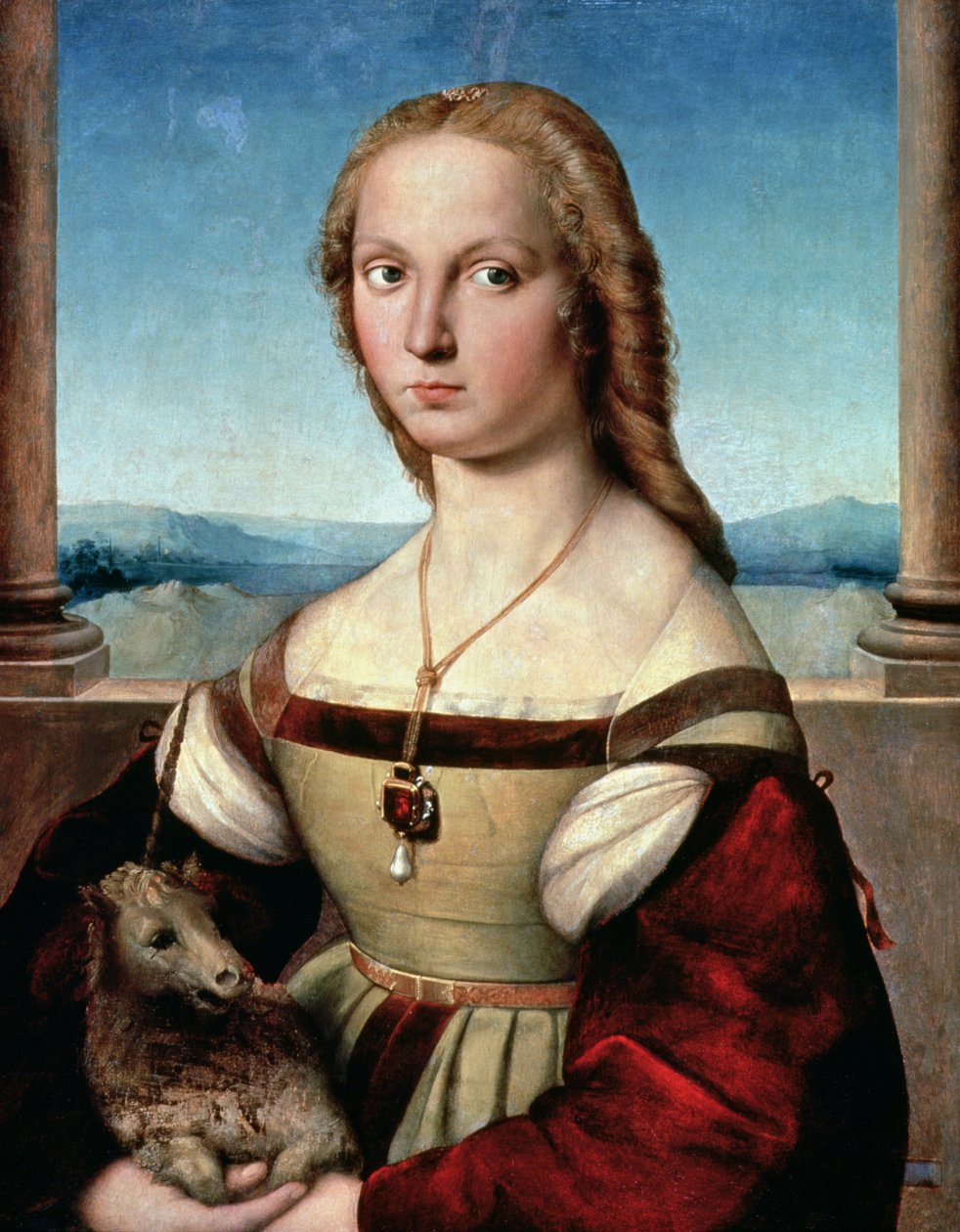 Porträtt av en dam med en enhörning, c.1505-6 av Raffaello Sanzio Raphael