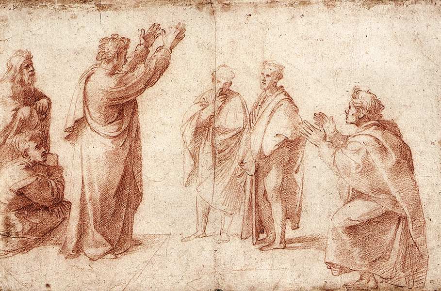 Study for St Paul Preaching in Athens av Raffaello Sanzio Raphael