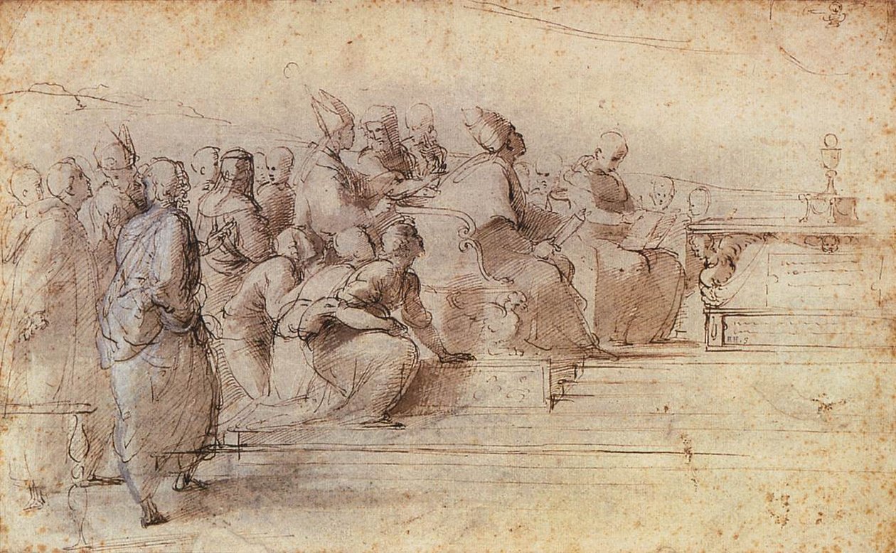 Study for the Disputa av Raffaello Sanzio Raphael