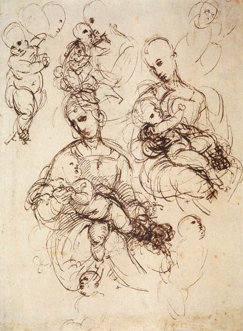 studi per madonne col bambino av Raffaello Sanzio Raphael
