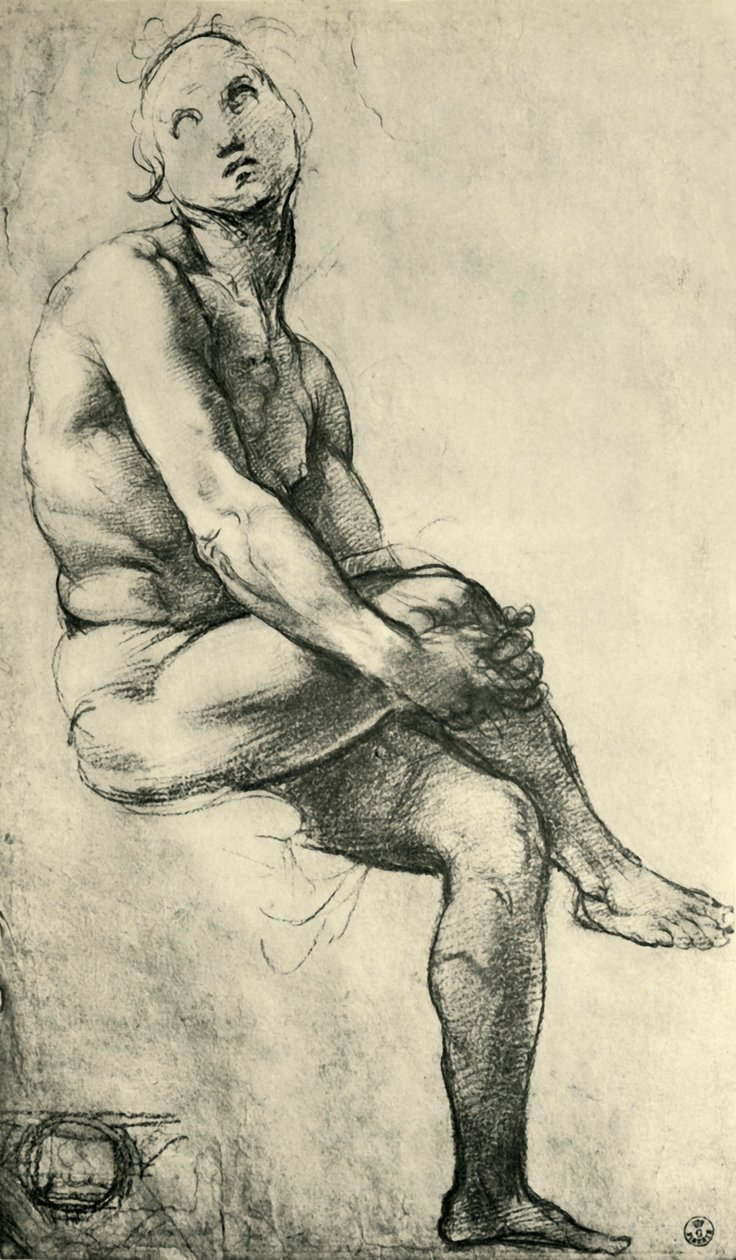 Sittande manlig naken, 1509-1511, 1943. av Raffaello Sanzio Raphael