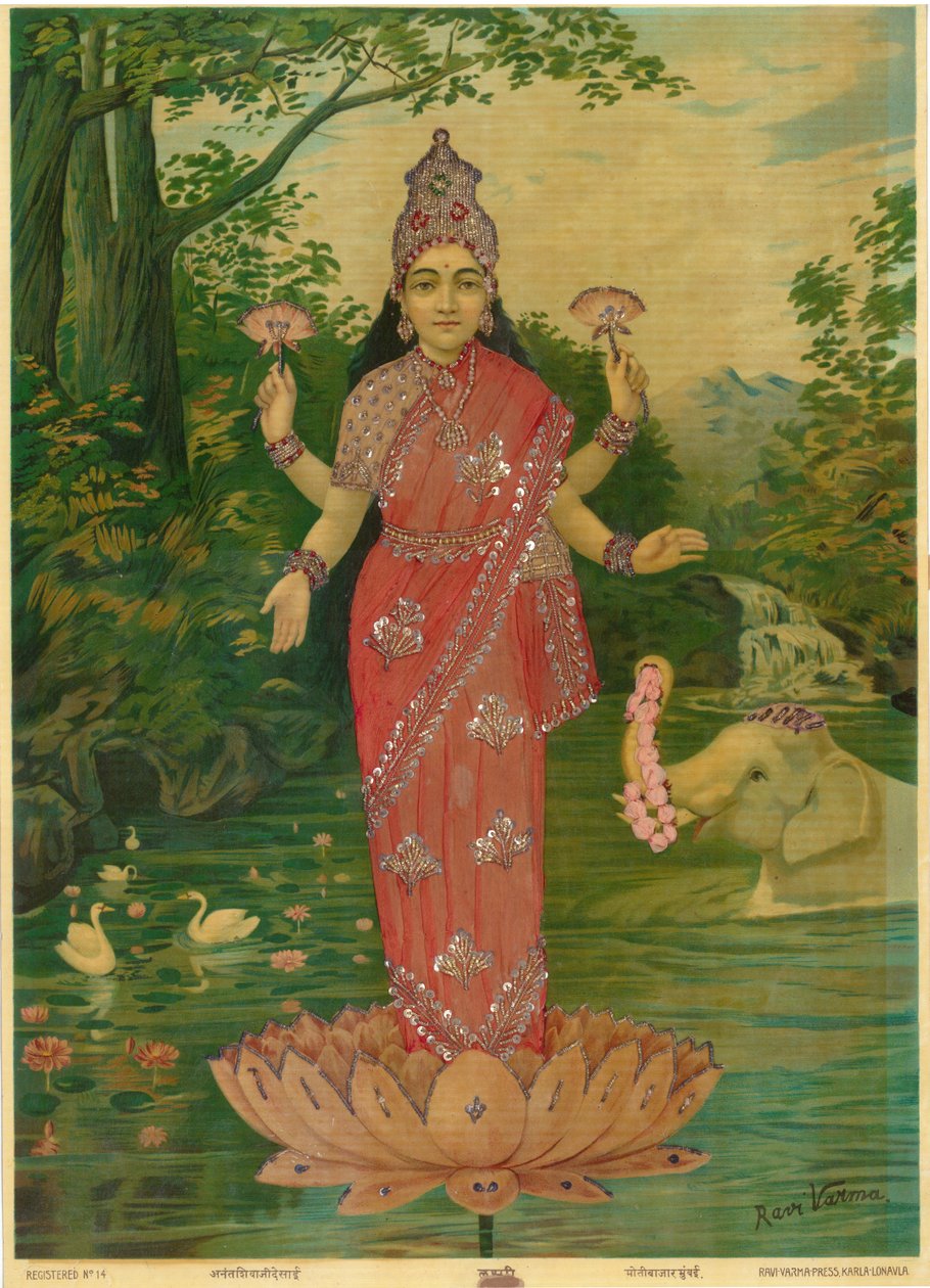 Lakshmi Embellished, av Ravi Varma Press av Raja Ravi Varma