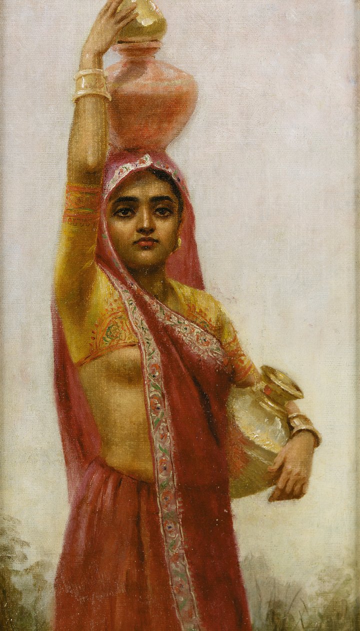Village Belle (olja på duk) av Raja Ravi Varma