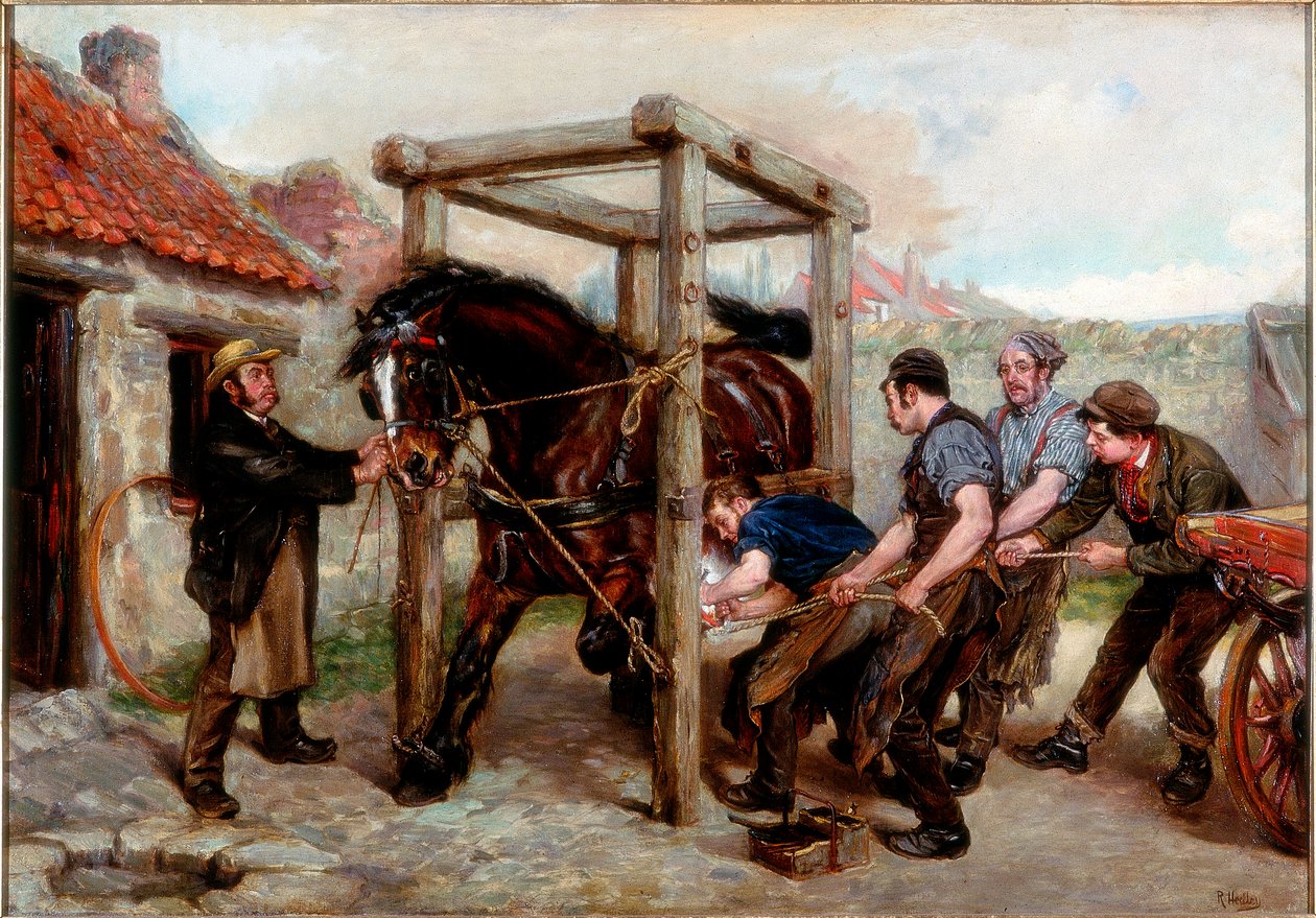 Shoeing the Bay Mare, ca 1885-90 av Ralph Hedley