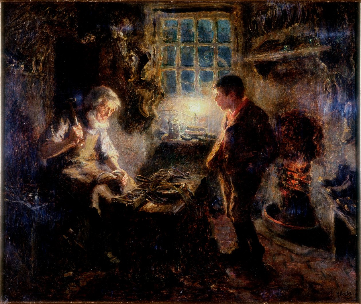 Skomakarens butik, 1909 av Ralph Hedley