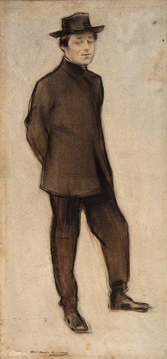 Porträtt av Isidre Nonell av Ramon Casas i Carbo