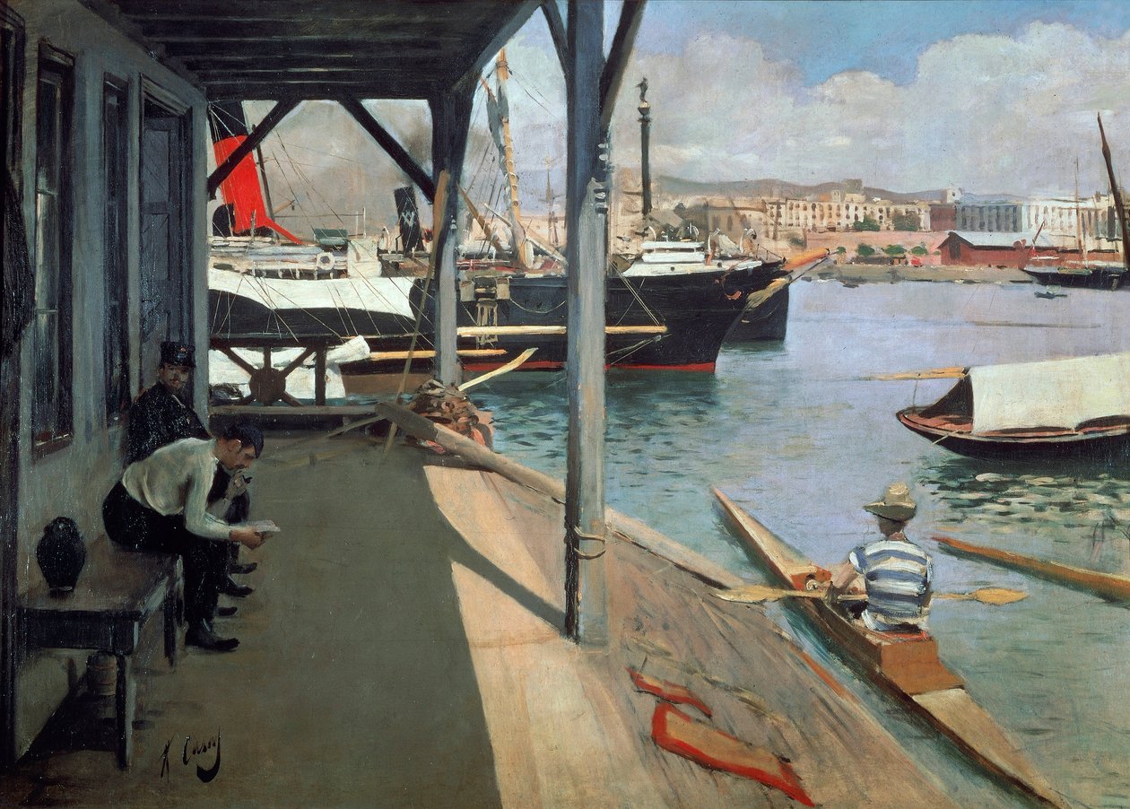 Barcelonas hamn av Ramon Casas i Carbo