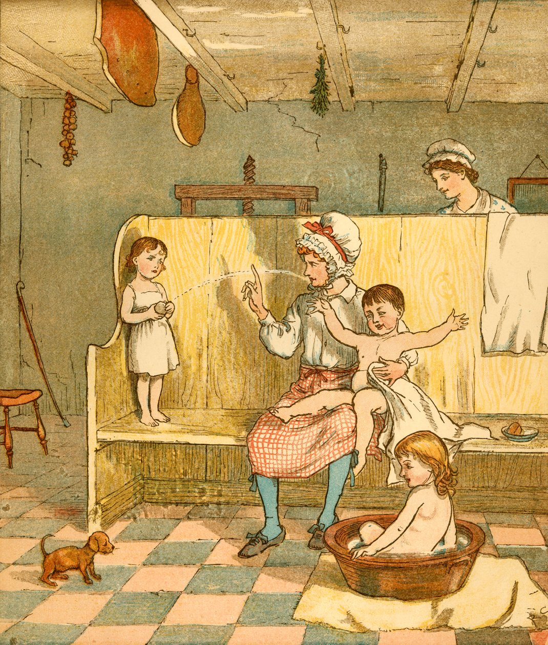 Badtid, c1881. av Randolph Caldecott