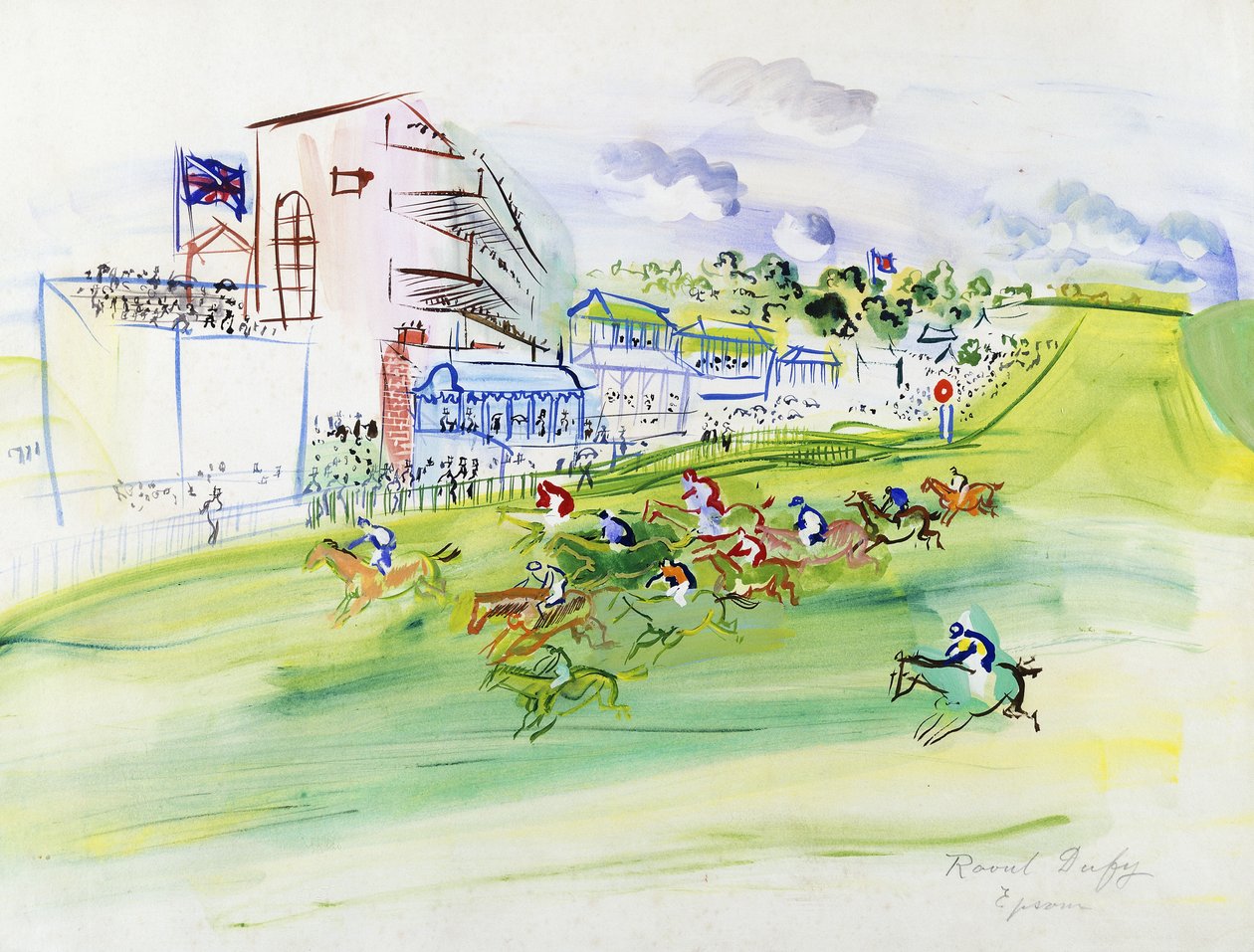 Lopp på Epsom; Les Courses a Epsom av Raoul Dufy
