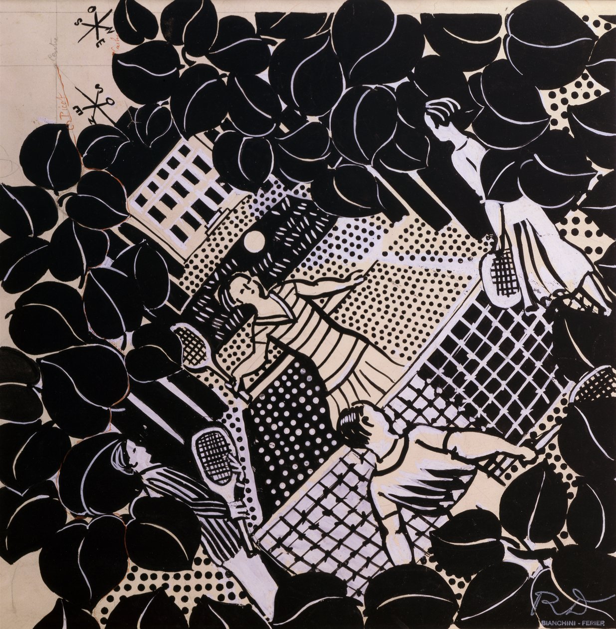 Tennis (penna  bläck och gouache på papper) av Raoul Dufy