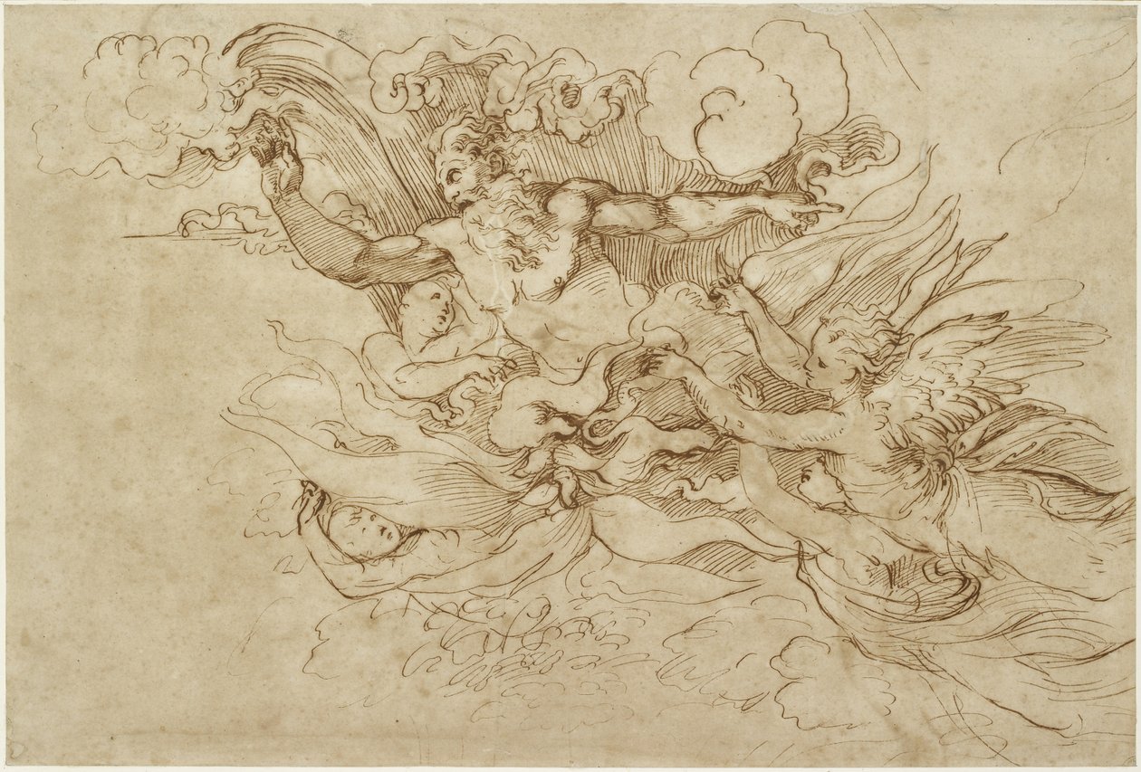Recto: Studera för Gud som visar sig för Moses, WA1846.138 av Raffaello Sanzio Raphael